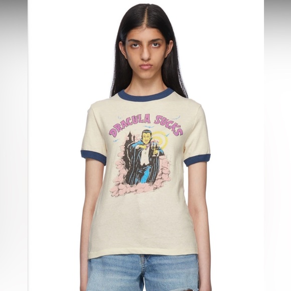 Re/Done Tops - Re/Done Dracula Sucks Ringer Tee